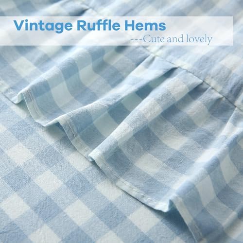 2 Pack Light Blue White Gingham Euro Pillow Shams 26''x26'' - Image 5