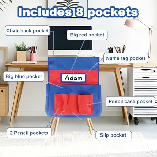 4 Pack Chair Pockets for Classrooms, 17.2"x19" Seat Sacks for Classroom Chairs - Image 4