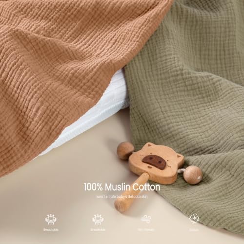 lulumoon Muslin Bassinet Sheets 3Pack: Fitted Most Bedside Sleeper Mattress - Image 4
