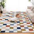 Super Soft Rug for Bedroom, 4x6 Ft Rainbow Area Rug Classic Checkered Shaggy by TOOHUB