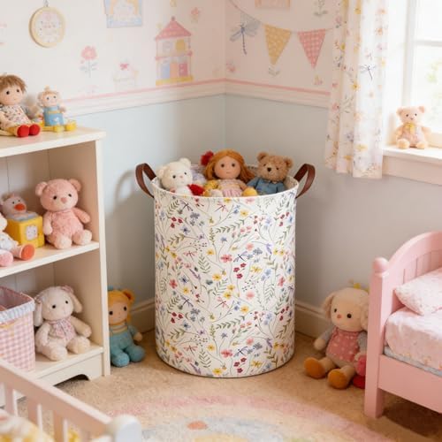Flower Laundry Hamper, Nursery Hampers, Waterproof folding Boho Flower Plants - Image 4