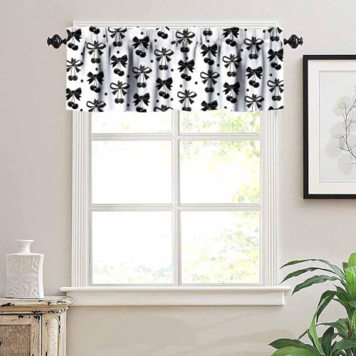 Black Bow Valance, Vintage Dark White Cherry Ribbon Bows Aesthetic Print - Image 5