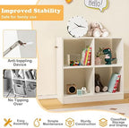 Costzon Toy Organizers and Storage, Wooden White 4-Cube Kids Bookcase - Image 5