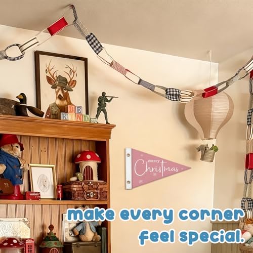Christmas Kids Room Decoration, Preppy Pink Snowflake Wall Hanging Banner Decor - Image 5