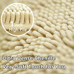 Bath Rugs Chenille 3-Piece Extra Soft and Absorbent Shag Beige Bathroom Rugs - Image 5