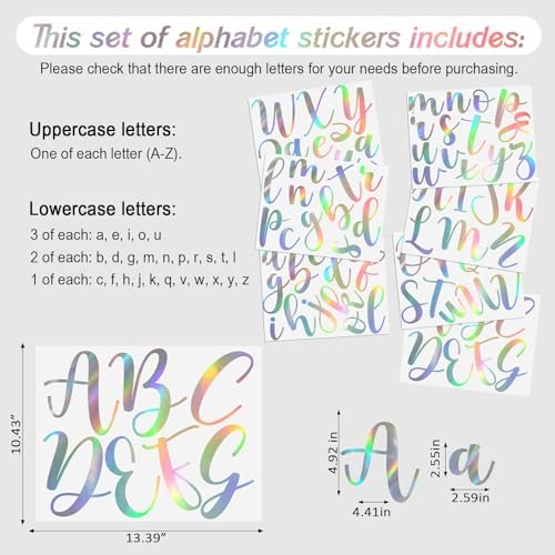 Boao Personalized Name Letter Wall Decal, Elegant Script, Holographic - Image 2