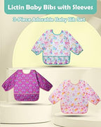 Lictin 3 Pack Baby Bibs for Boy or Girl, Cute Long Sleeve Bib - Image 2