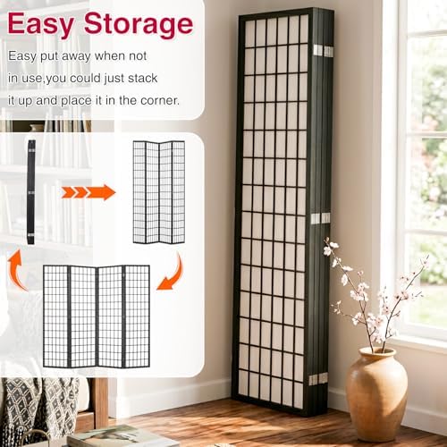 Room Divider, 4 Panel Folding Privacy Divider Portable Room Separating Dividers - Image 5