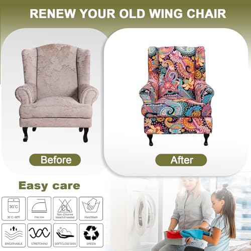 NILUOH Wingback Chair Covers 2-Piece, Armchair Slipcovers - Image 6