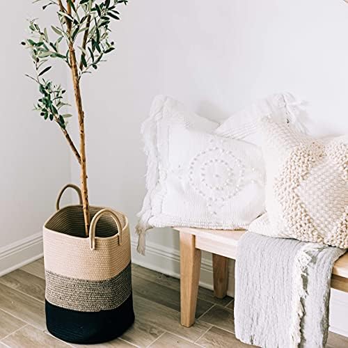 OrganiHaus Tall Cotton Rope Laundry Basket & Hamper, Blanket Storage 52L - Image 4