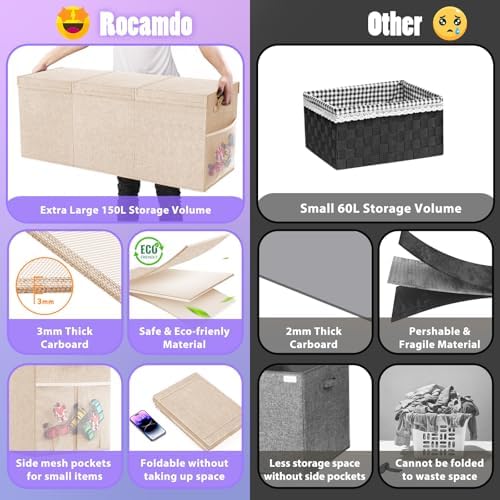 Large Toy Storage Box with Lid, Collapsible Kids Toy Chest - Image 6