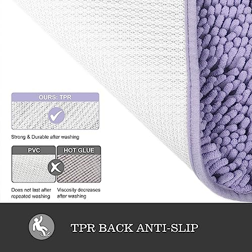 Yeaban Chenille Lavender Bathroom Runner Rug 17"x47" - Image 3