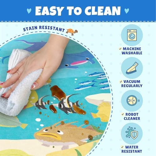 Large Blue Ocean Rug for Classroom – Washable 9x12 Kids Rug - Image 3
