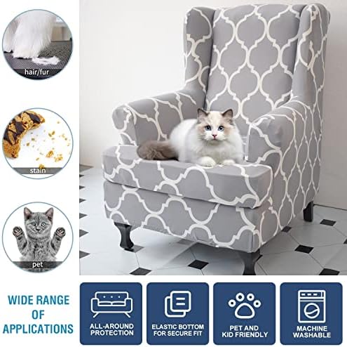 NILUOH Wingback Chair Covers 2-Piece, Armchair Slipcovers - Image 4