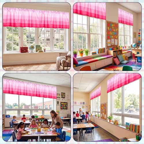 Mindsoft 4 Pcs Gradient Pink Stripe Classroom Curtains 54" X 18" - Image 6