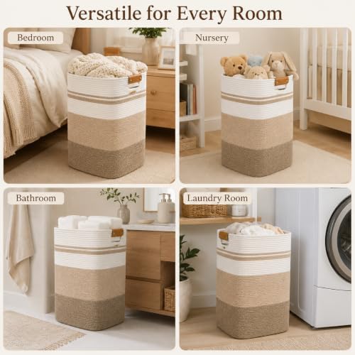 Laundry Hamper, Cotton Rope Laundry Basket - Image 4