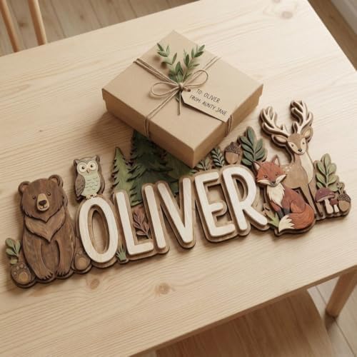 Personalized Woodland Name Sign, Custom Forest Animal Nursery Wall Decor - Image 3
