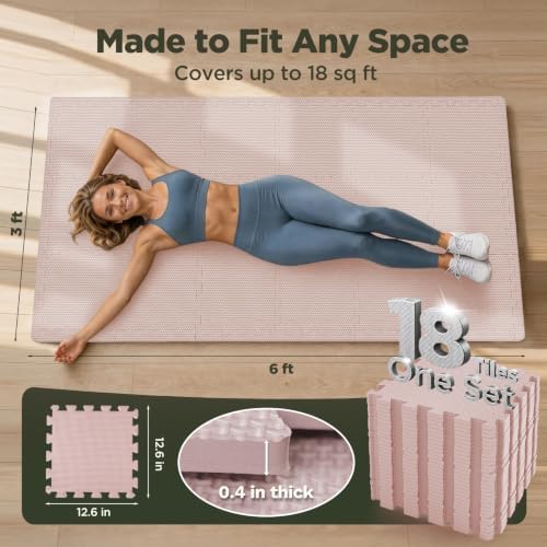 AIRHOP 18 PCS Gym Floor Mat, EVA Foam Puzzle Gym Mat, High-Density Interlocking - Image 2