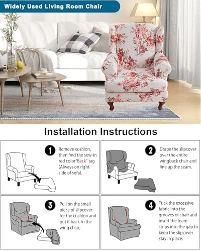 CRFATOP Wingback Chair Covers Wing Armchair Slipcovers - Image 6