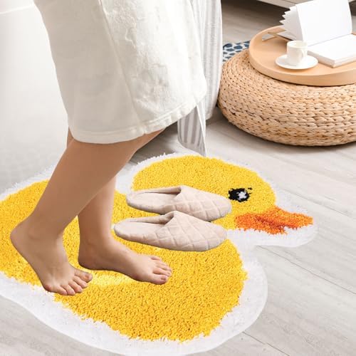 FYSUIMU Yellow Duck Bath Rug Cute Rubber Duck Shaped Tuft Bath Mat Non Slip - Image 7