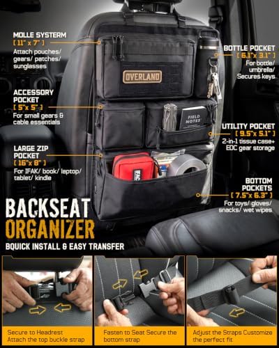 RXW All-In-One Back Seat Car Organizer, Fit Cars Trucks Jeeps Pickups Vans - Image 4