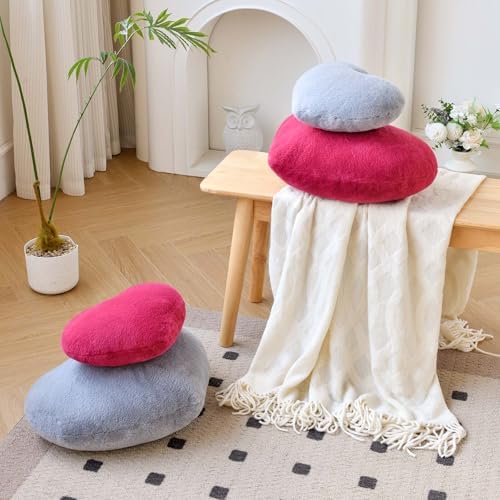 XVTRU Grey Heart Pillows, Cute Heart Decorative Pillow, Heart Shaped Throw - Image 5