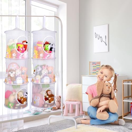 Basumee Hanging Stuffed Animals Storage, 2 Pack Mesh Plush Storage - Image 2