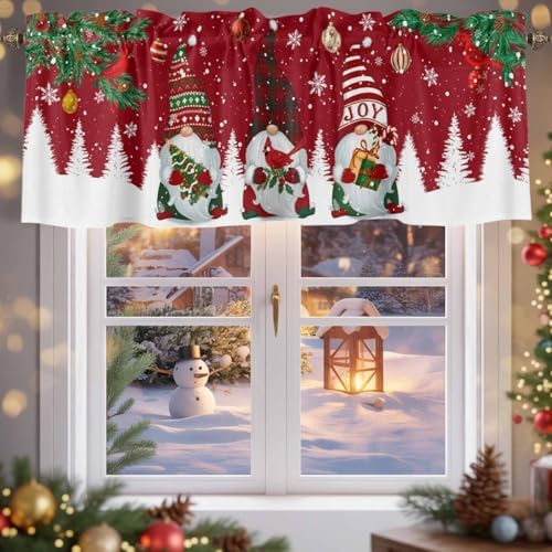 Christmas Gnomes Valance Kitchen Curtains - Image 5