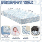 Peryiter 4 Pack Crib Sheets for Baby 52'' X 28" Blue Flower Crib Sheet - Image 3