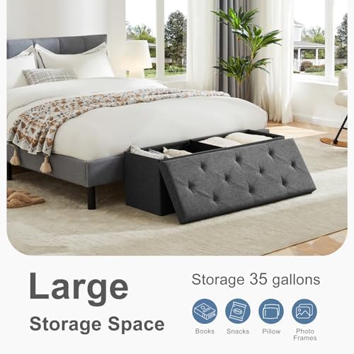 DUMOS 43 Inch Folding Storage Ottoman Bench, Large Ottoman - Image 4