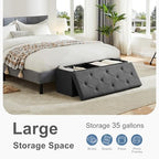 DUMOS 43 Inch Folding Storage Ottoman Bench, Large Ottoman - Image 4