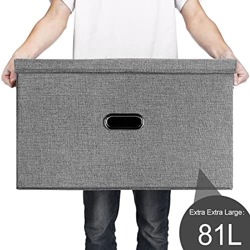 Large Linen Fabric Foldable Storage Bins - Image 5