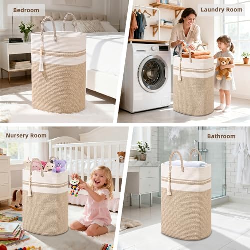 Woven Laundry Basket for Clothes, 80 L Large Rectangle Laundry Hampers - Image 5
