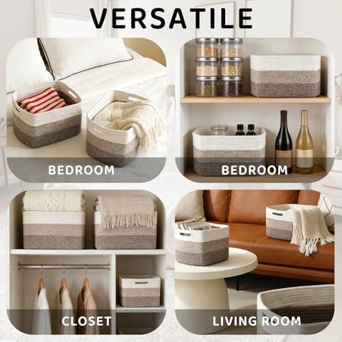 4 Pack Storage Baskets for Organizing, and Clothes, Cotton Rope Basket for - Image 5
