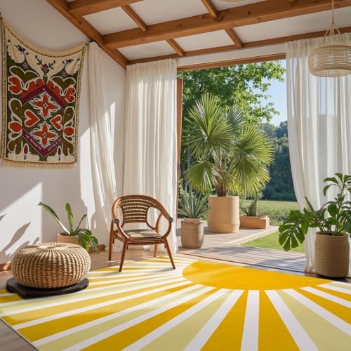 Lahome Yellow Rainbow Sun Area Rug 8x10 - Image 2