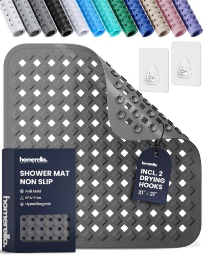 homerella Square Shower Mat Non Slip Anti Mold 21x21 Anti Slip Shower Mat by Homerella