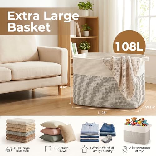 OIASKET 108L Cotton Rope Storage Basket - Image 2