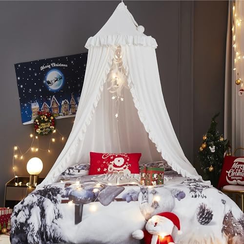 VETHIN Bed Canopy for Girls, Princess Round Dome Dreamy Mosquito Net Bedding by VETHIN