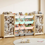 EXPERLAM Large Toy Storage Organizer, Wooden Stuffed Animal Storage & 12-Bins by EXPERLAM