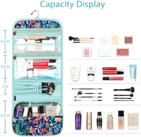 FINTIE Portable Toiletry Cosmetic Travel Bag Hanging Makeup Organizer - Image 6