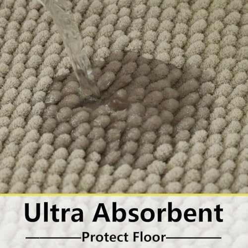 BOANKODU Bathroom Rugs 47x20, Extra Soft Absorbent Chenille Bath Rugs, PVC - Image 5