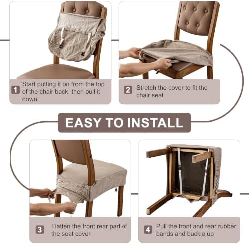Genina Waterproof Chair Covers Set of 6, Stretch Chair Cover - Image 5