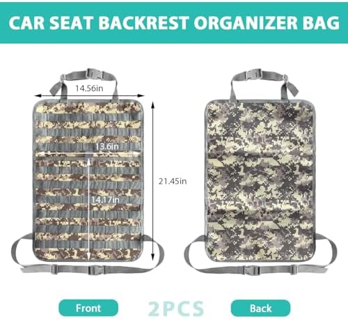2 PCS Car Seat Back Organizer, Tactical MOLLE Sag Proof Vehicle Panel Backseat - Image 2