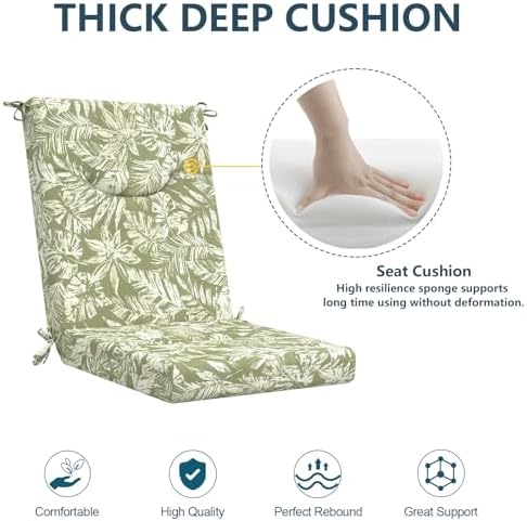 DYTXIII Outdoor High Back Chair Cushions Set of 2, 44x20 in Water Repellent - Image 5