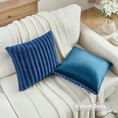 FUTEI Pack of 2 Faux Fur Throw Pillow Covers 24x24 Inch - Image 4