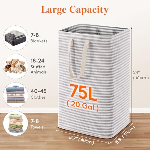 Lifewit 75L Large Laundry Baskets, 2 Pack, Reinforced Handles - Image 2