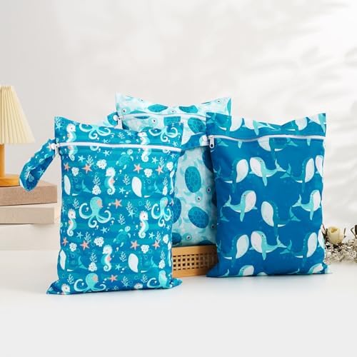 Happy Flute 3 Set Wet Bag Storage Bag Zipper Waterproof Washable - Image 5