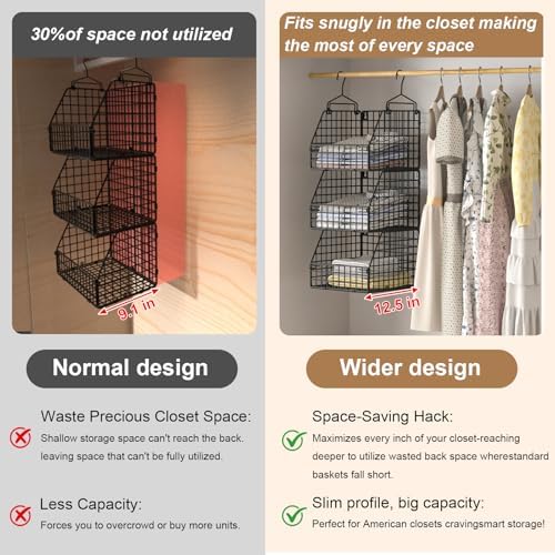 PUPPYCUTE Larger & Deeper Hanging Storage Basket, Closet Organizers and Storage - Image 5
