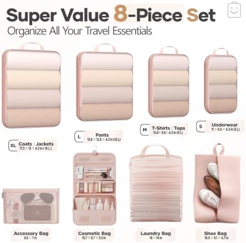 Veken 8 Set Compression Packing Cubes - Image 2