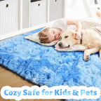 Amdrebio Tie-Dyed Light Blue Fluffy Area Rug 5x7 - Image 2